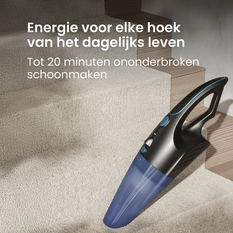 miwa draadloze handstofzuiger met hoge zuigkracht / Stofzuiger zonder stofzak voor moeilijk bereikbare plekken / Gebruiksduur tot 20 minuten