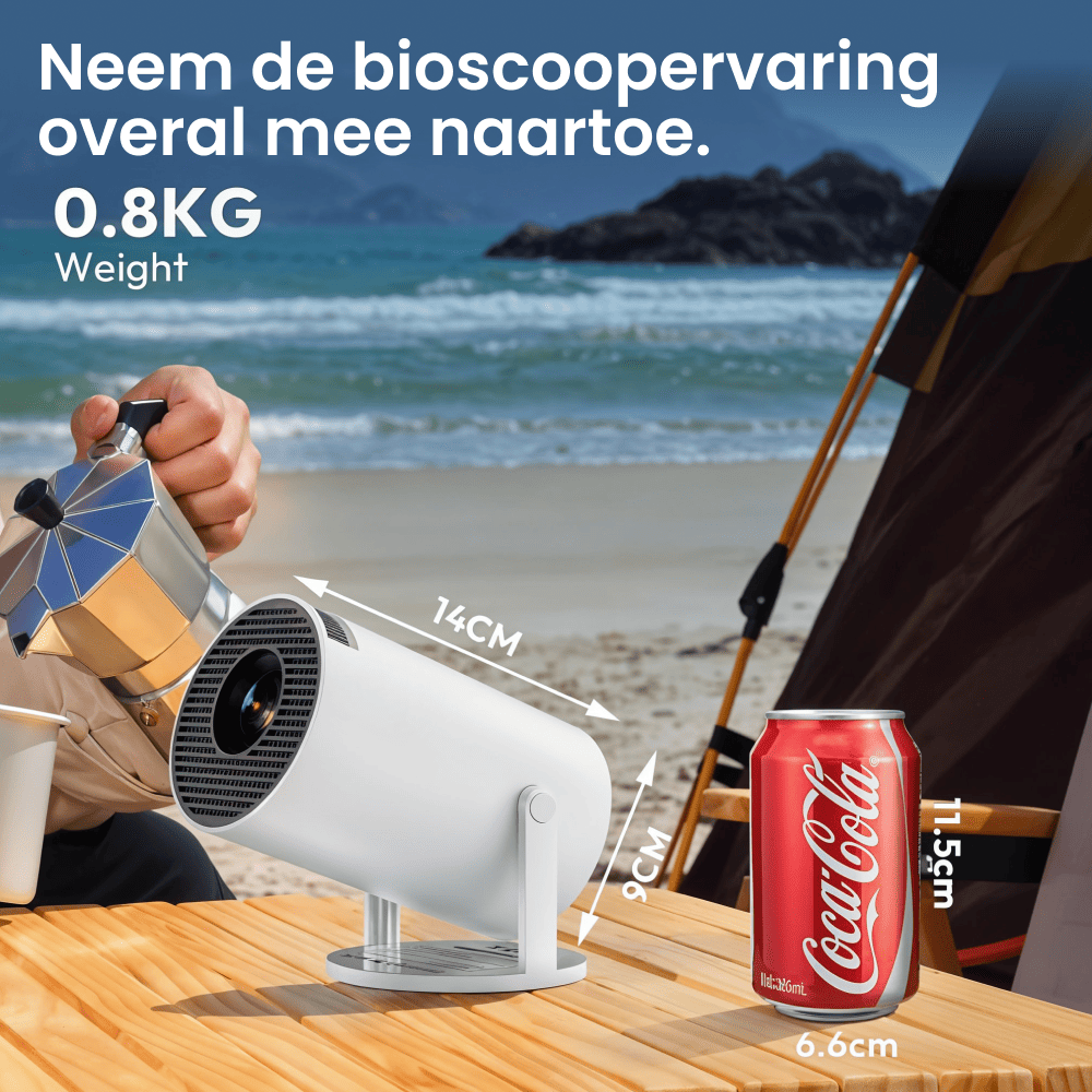 Draagbare 4K mini-beamer met Android TV 11