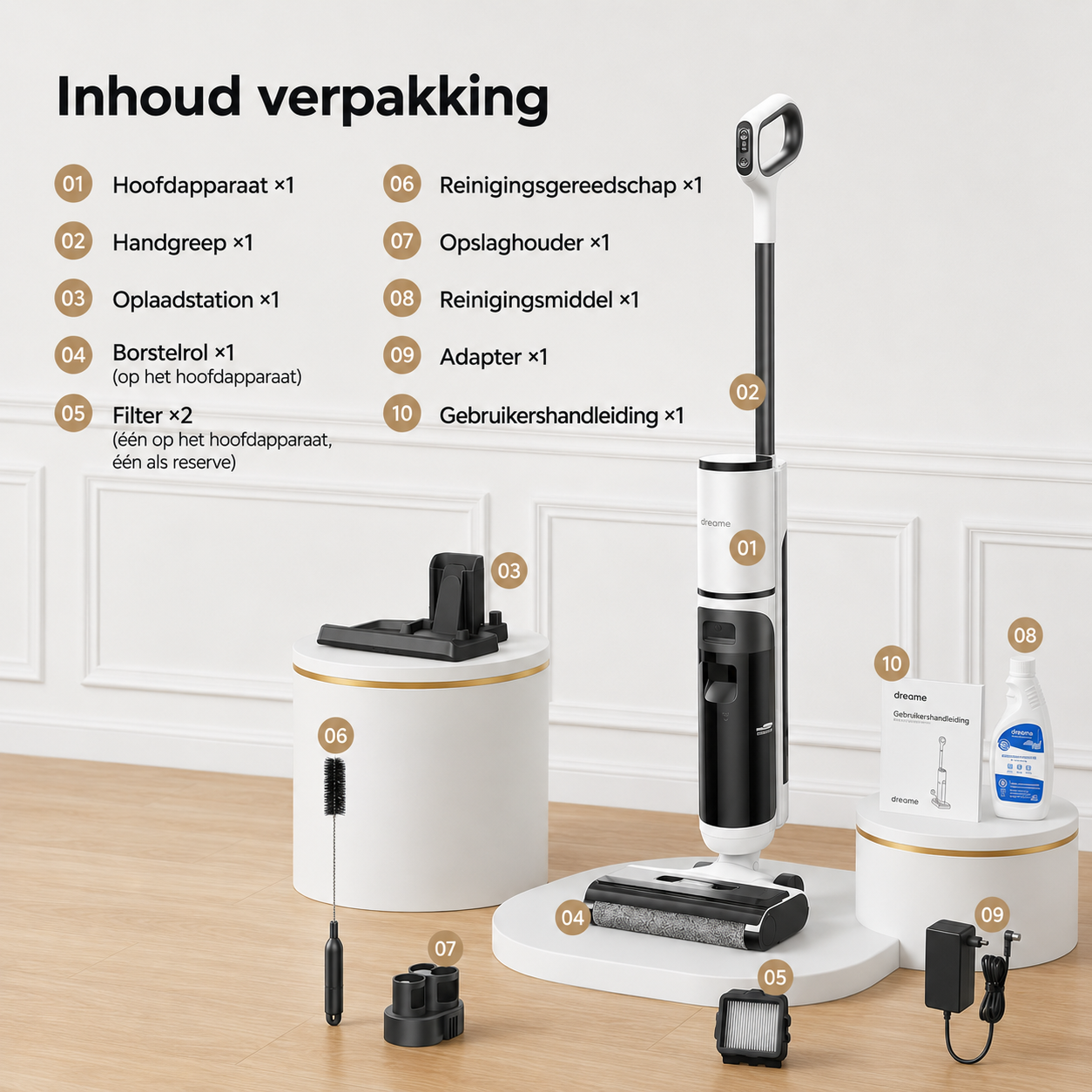 Nat- en droogzuiger met sterke zuigkracht: 3 reinigingsstanden, 48 min. gebruikstijd & stille werking onder 65 dB