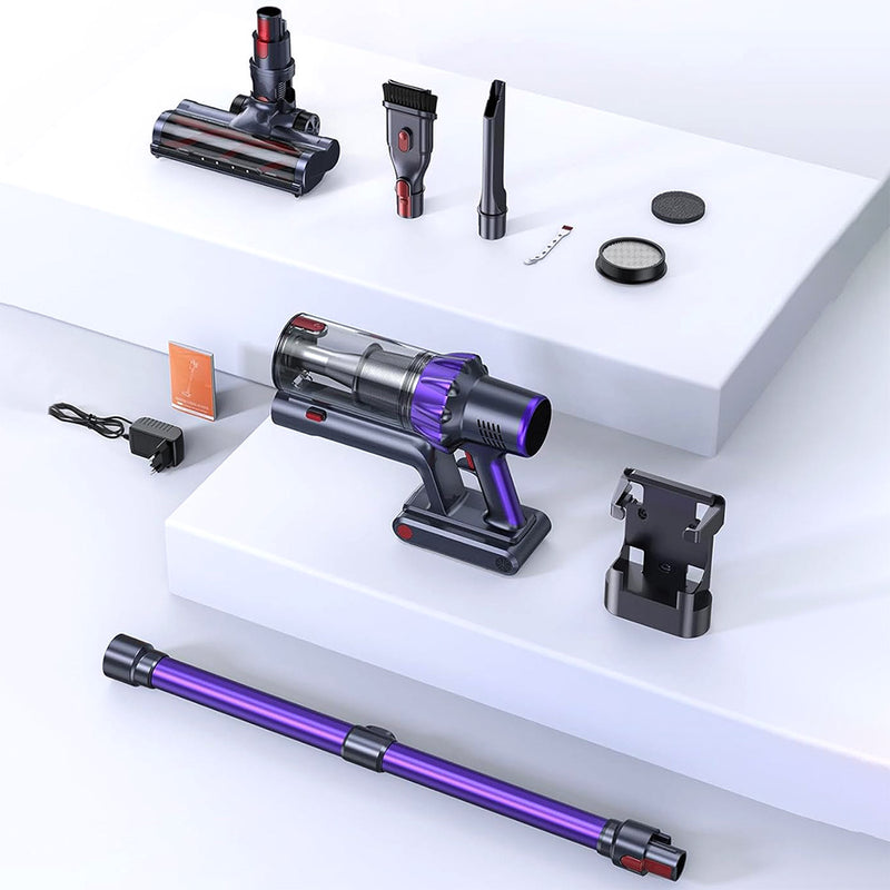 Draadloze stofzuiger met 38Kpa zuigkracht / Zakloze stofzuiger voor thuis, dierenharen, tapijten / Tot 55 minuten looptijd / 450W