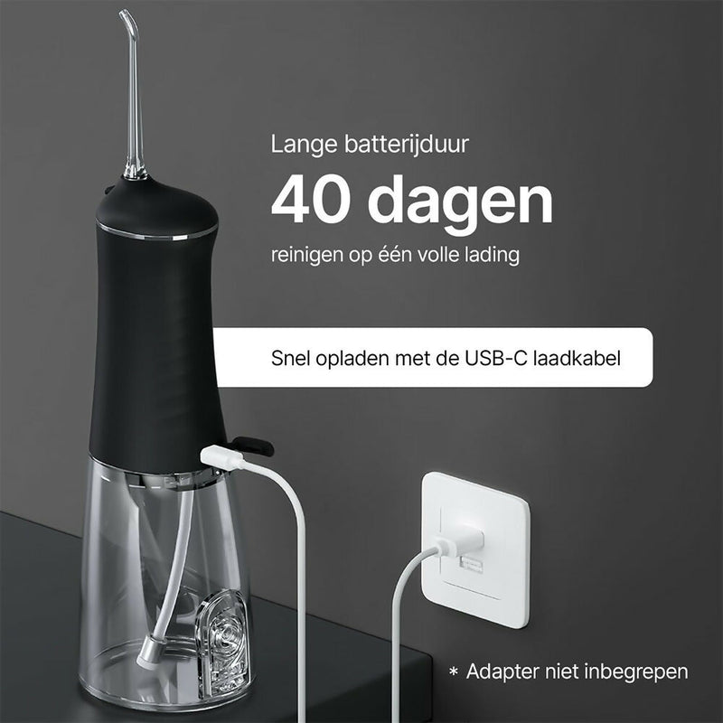 Elektrische tandenreiniger, waterflosser en tongreiniger / Met 4 modi / 5 opzetstukken / 300 ml watertank / USB-C oplaadbare waterflosser