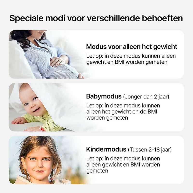 Weegschaal / personenweegschaal met app / maximaal 180 kg / lichaamsanalyseweegschaal met bluetooth / meet lichaamsvet en spiermassa, BMI, proteïne, BMR / zwart