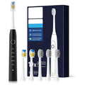 Elektrische tandenborstel voor volwassenen / Sonische tandenborstel met lader / Ultrasonisch / 6 borstelkoppen meegeleverd / 5 modi / zwart