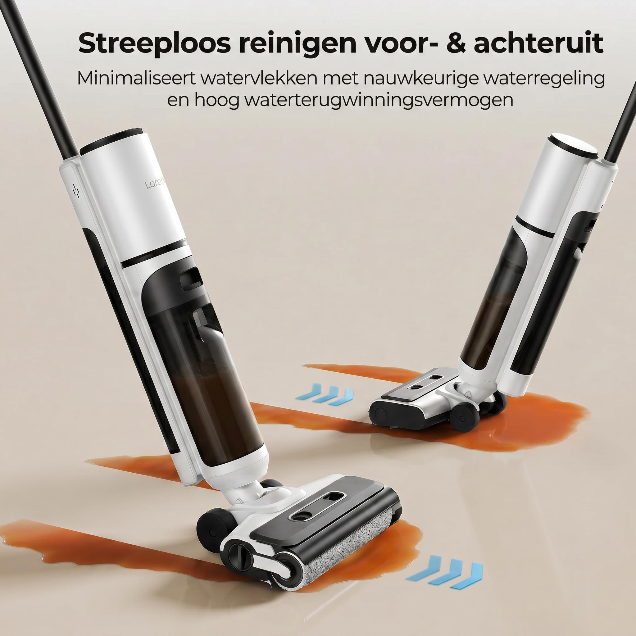 Nat- en droogzuiger met sterke zuigkracht: 3 reinigingsstanden, 48 min. gebruikstijd & stille werking onder 65 dB