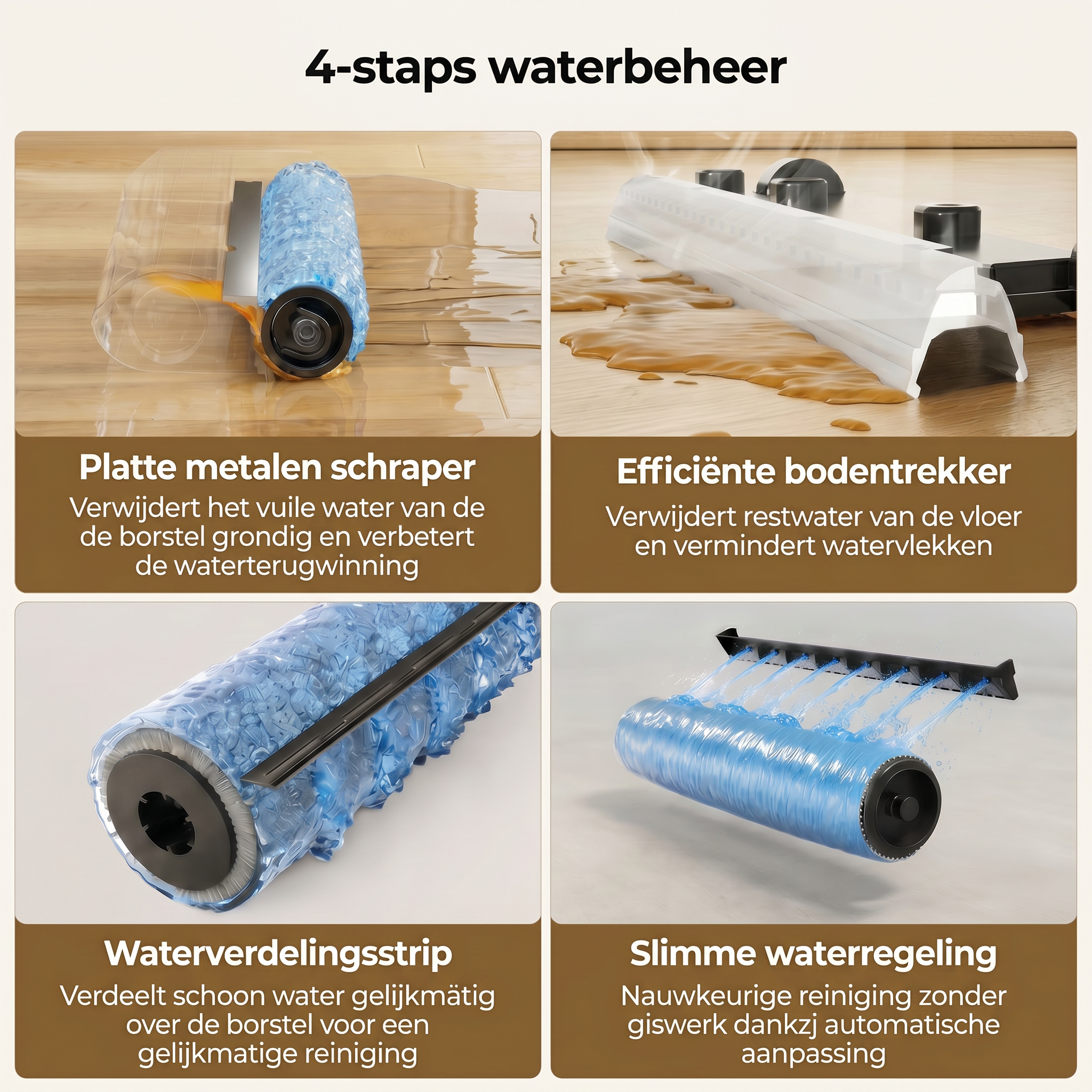 Nat- en droogzuiger met sterke zuigkracht: 3 reinigingsstanden, 48 min. gebruikstijd & stille werking onder 65 dB