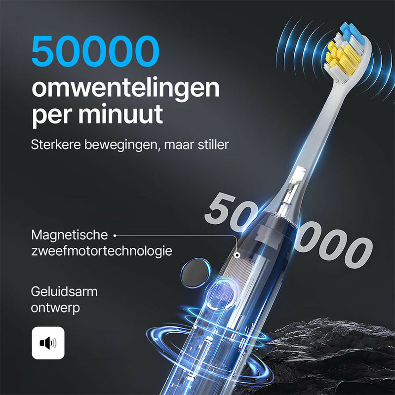 Elektrische tandenborstel voor volwassenen / Sonische tandenborstel met lader / Ultrasonisch / 6 borstelkoppen meegeleverd / 5 modi / zwart