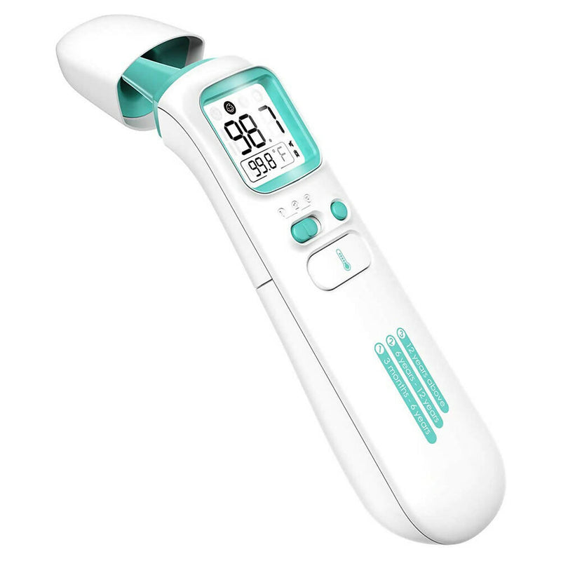 Contactloze infraroodthermometer voor baby's en volwassenen / voorhoofd- en oorthermometer / medische standaard / snelle en nauwkeurige resultaten in 1 seconde / met koortsalarm en 4-in-1 metingen