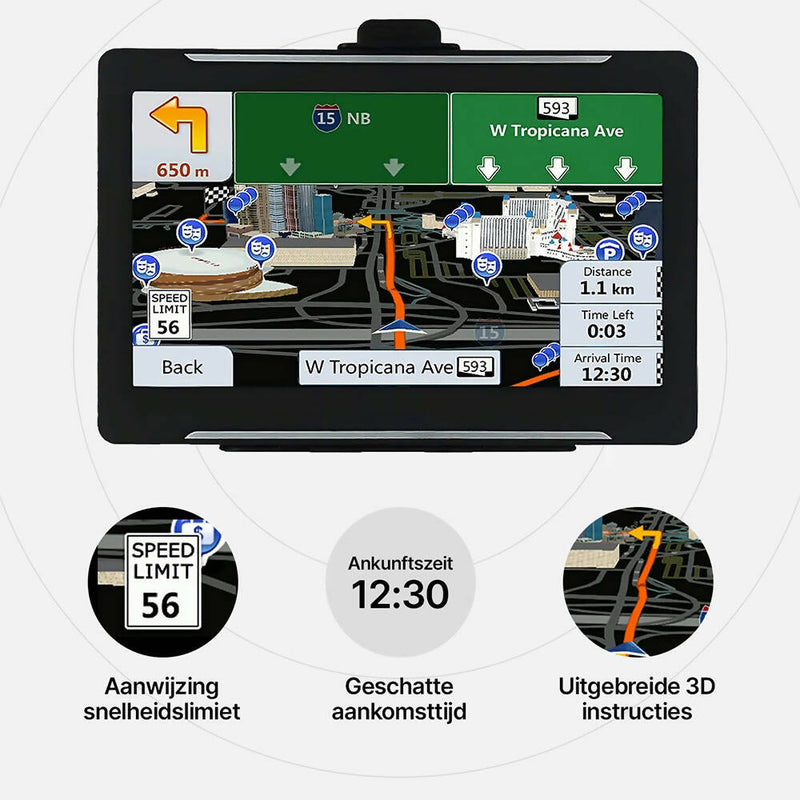 Navigatieapparaat voor in de auto / 7 inch touchscreen / ondersteunt Europese kaarten / levenslange gratis kaart updates / werkt via GPS
