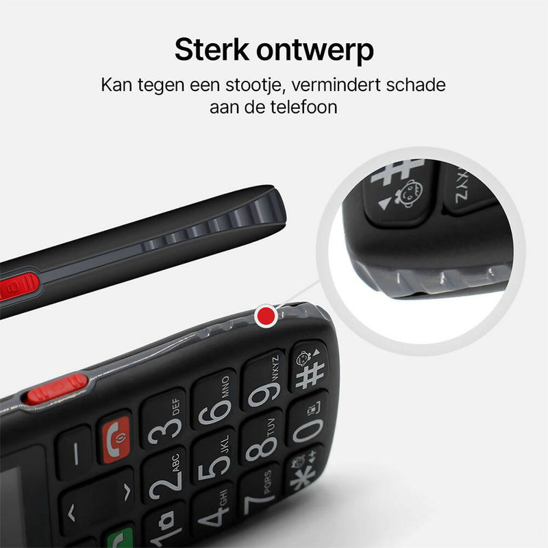 Mobiele telefoon voor ouderen / grote knoppen / sterke luidspreker / SOS-Functie / zwart