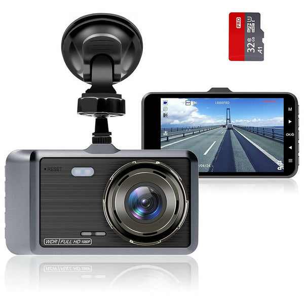 Dashcam / 1080P / 32GB SD-kaart / 4 inch / 170 ° groothoek / nachtzicht / WDR / G-sensor / loopopname / parkeerbewaking / bewegingsdetechtie / achteruitrijhulp / schermbeschermer