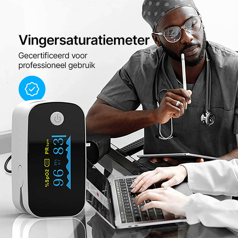Saturatiemeter / bloedzuurstofmonitor / saturatiemeter voor vingers / met OLED-display / professioneel en zeer nauwkeurig / ideaal voor gezinnen, ouderen en ziekenhuizen