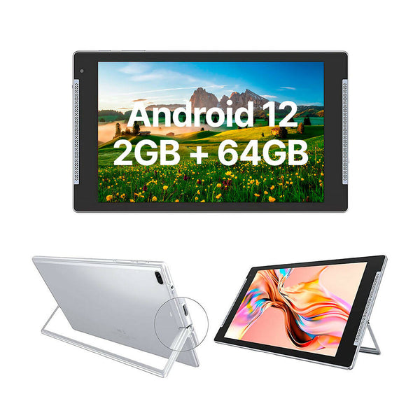 Android tablet / 10 inch beeldscherm / 4GB RAM / 64 GB opslag / 8 MP + 2MP camera / 5G / Wi-Fi / Bluetooth / Met houder / 2 luidsprekers