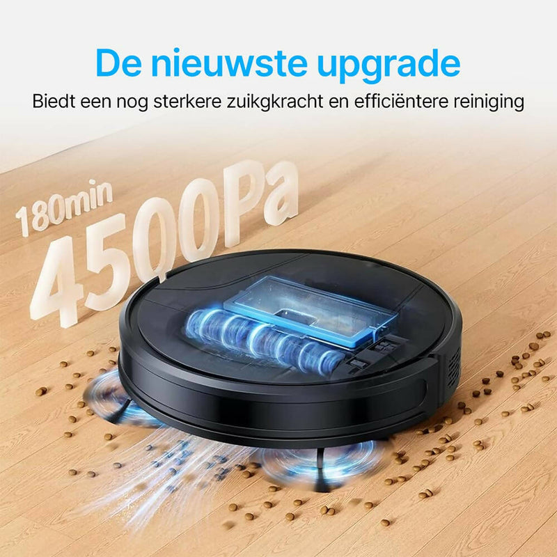 Robotstofzuiger / dweilfunctie / 4500PA / 180 minuten looptijd / Slimme routeplanning / Groot stofreservoir / 3 HEPA-filters / Auto-Boost voor hoogteverschillen / App-bediening