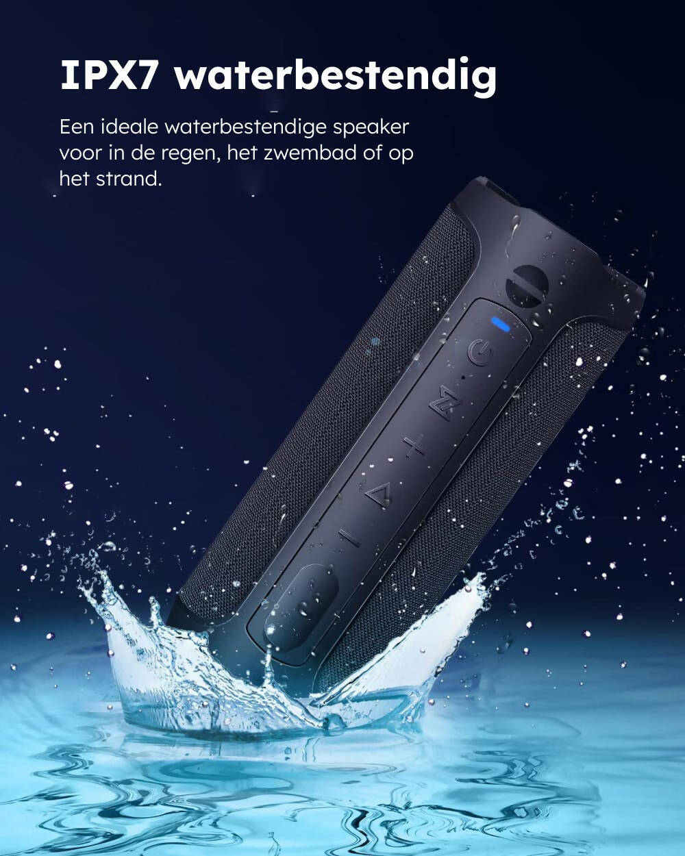 Draagbare Bluetooth-luidspreker met diepe bas, Bluetooth 5.0, luid stereogeluid, LED-licht, IPX7 waterdicht, handsfree microfoon en 24 uur speeltijd