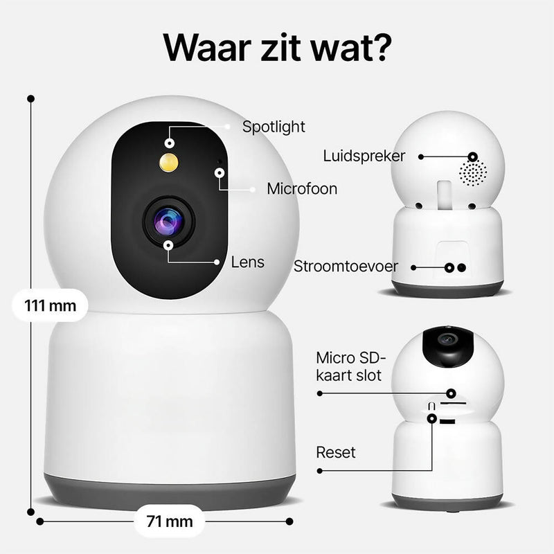 Bewakingscamera voor binnen / 4 MP / wifi / 360 graden / nachtzicht in kleur / bewegingsmelder / alarm / 2-weg audio / geschikt voor Alexa
