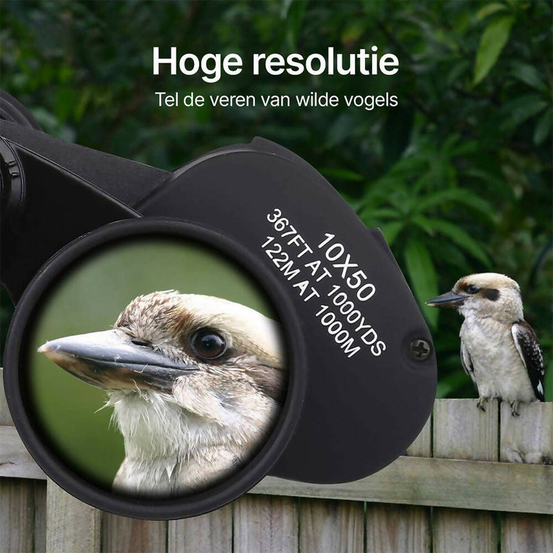 10 x 50 HD Verrekijker voor volwassenen / compact met nachtzicht / waterdichte FMC-lens voor vogelobservatie, wandelen, jacht en sightseeing