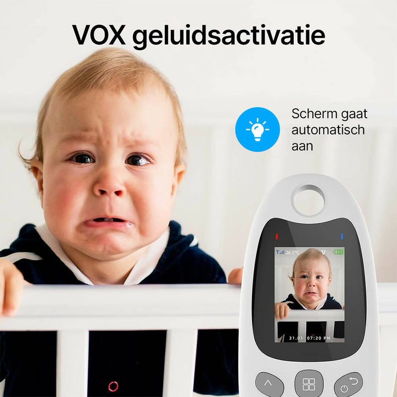 Babyfoon met camera / 2-inch video-babymonitor met audio / VOX-functie / intercomfunctie / nachtzicht / temperatuurbewaking (2,0 inch)