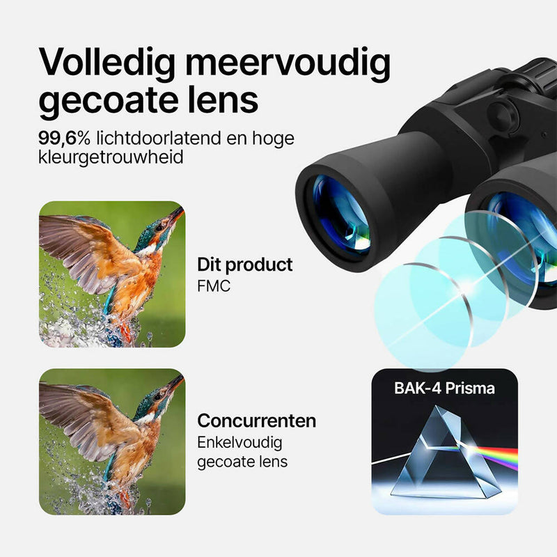 10 x 50 HD Verrekijker voor volwassenen / compact met nachtzicht / waterdichte FMC-lens voor vogelobservatie, wandelen, jacht en sightseeing