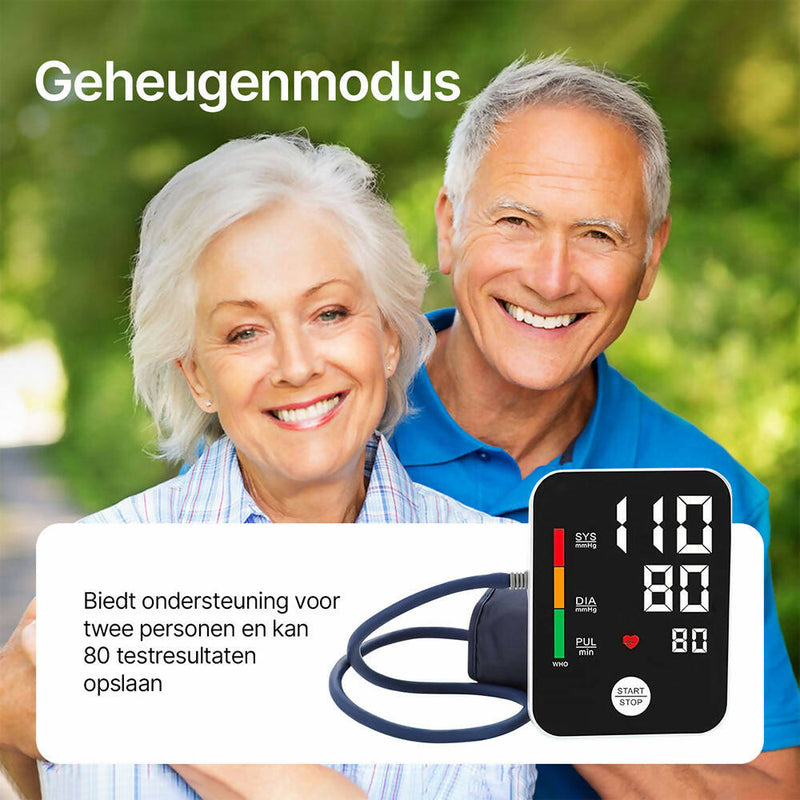 Zeer nauwkeurige bovenarm bloeddrukmeter / meten via bovenarm / detectie van hartritmestoornissen / met slimme geheugenfunctie voor thuisgebruik (AS13 bloeddrukmeter)